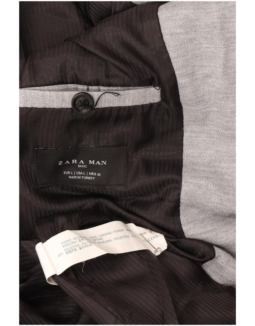 Jaqueta blazer masculina Zara com 2 botões Reino Unido 40 grande cinza