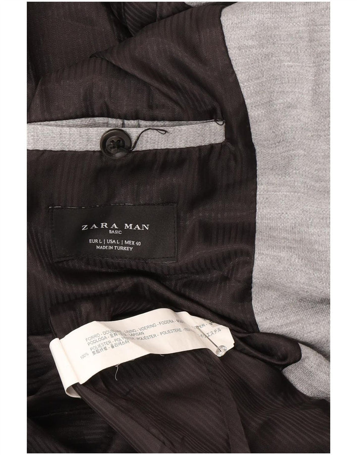 Jaqueta blazer masculina Zara com 2 botões Reino Unido 40 grande cinza