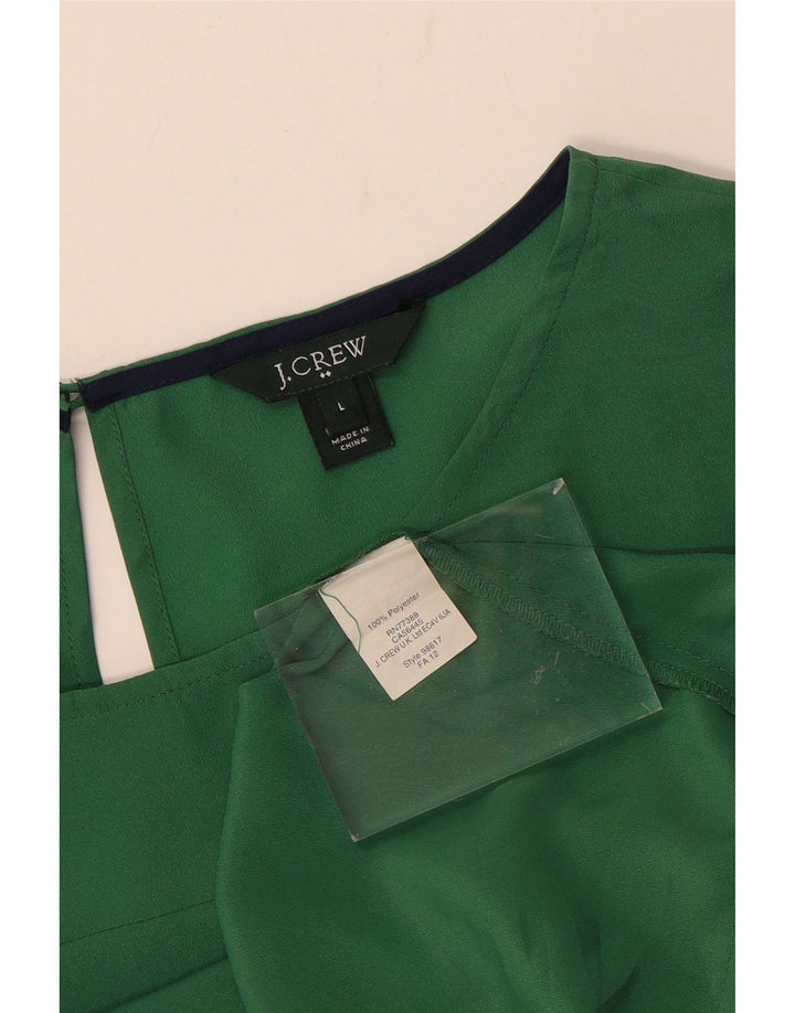 Blusa feminina de manga comprida J. CREW UK 16 grande poliéster verde