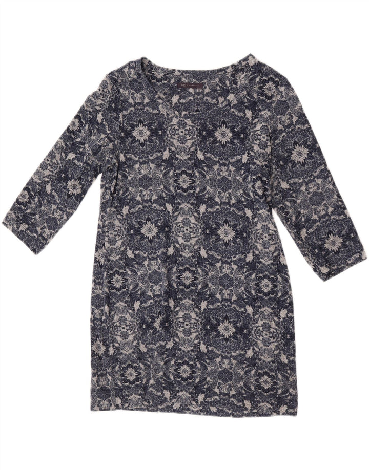 Túnica feminina Marks & Spencer manga 3/4 Reino Unido 14 cinza médio floral