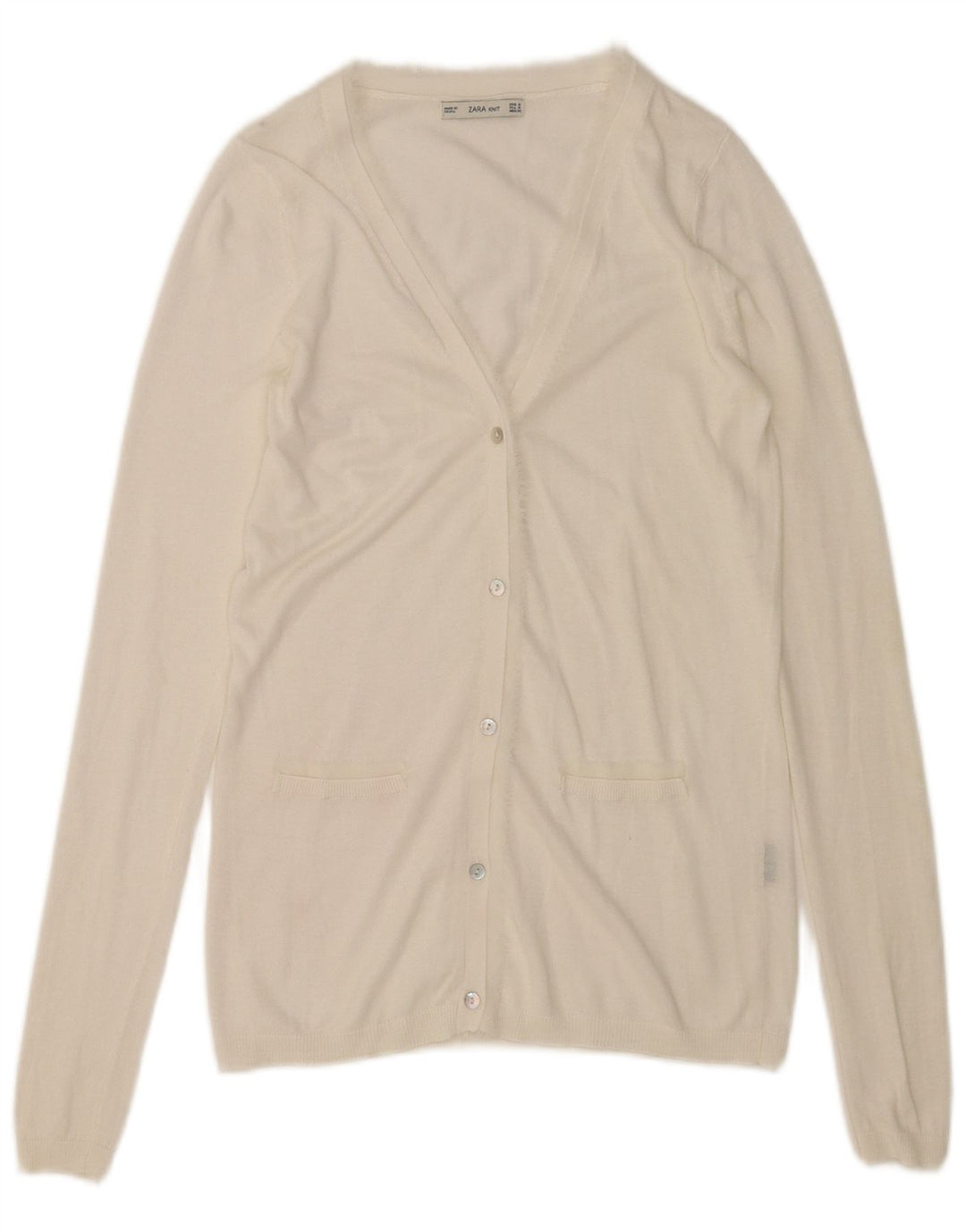 Suéter cardigã feminino Zara Reino Unido 10 pequeno branco