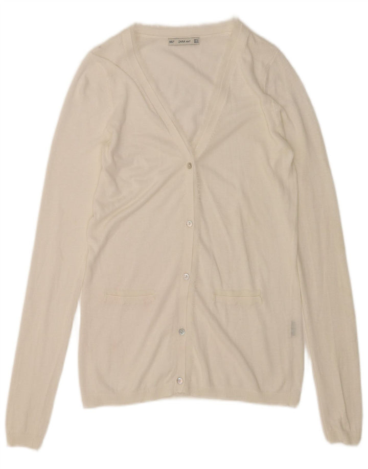 Suéter cardigã feminino Zara Reino Unido 10 pequeno branco