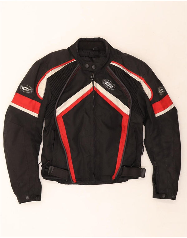 Jaqueta Racer Masculina Vintage UK 36 Pequeno Bloco Colorido Preto