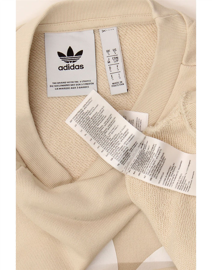 ADIDAS Mens Graphic Sweatshirt Jumper Pequeno Algodão Bege