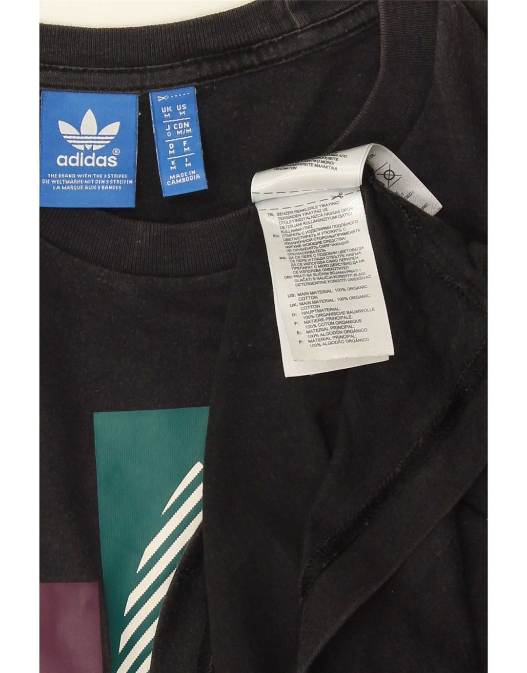 Adidas Mens Graphic T-Shirt Top Médio Algodão Preto