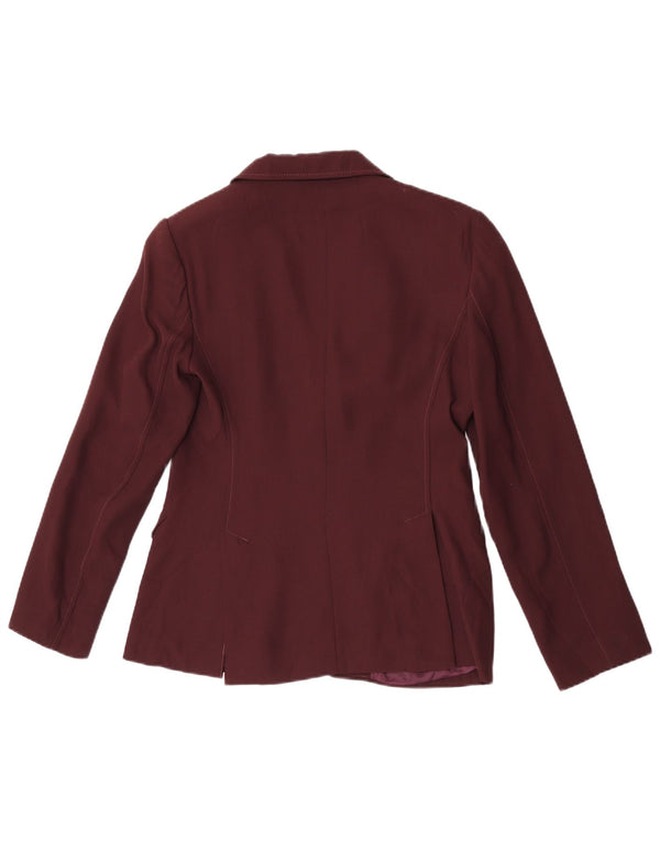 Benetton Womens 2 Button Blazer Jacket IT 42 Medium Burgundy Viscose