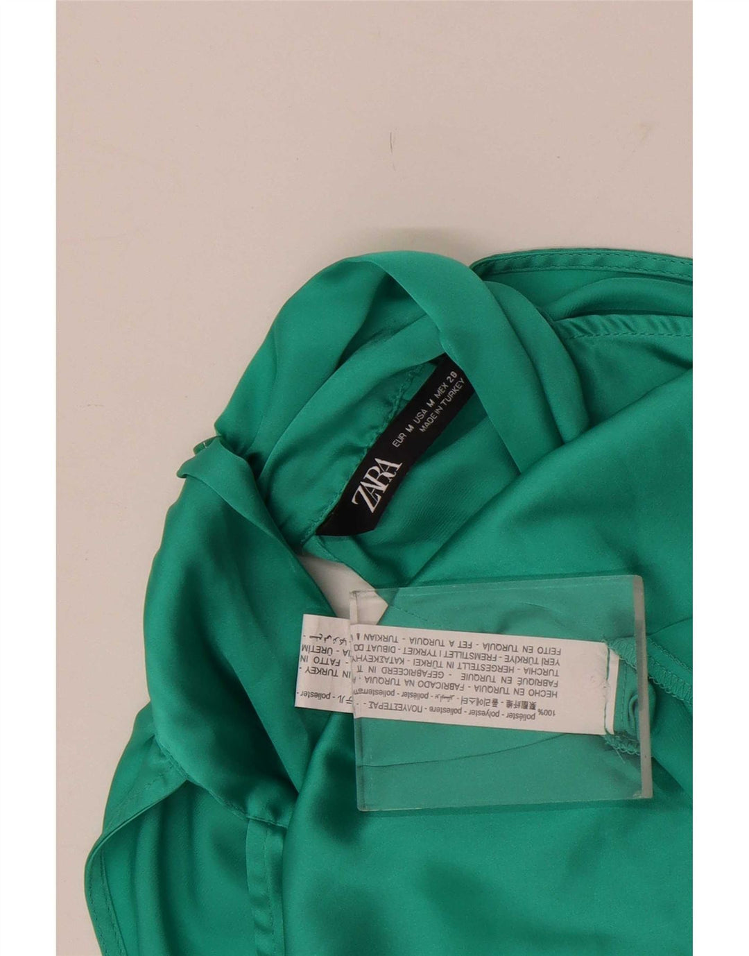 Blusa feminina sem mangas Zara Top UK 14 poliéster verde médio