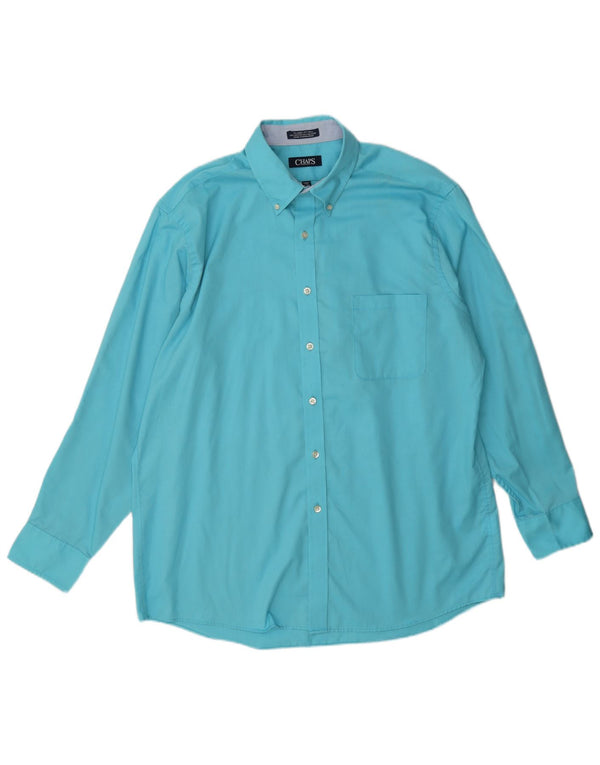 Camisa masculina Chaps Classic Fit tamanho 16 1/2 grande algodão azul