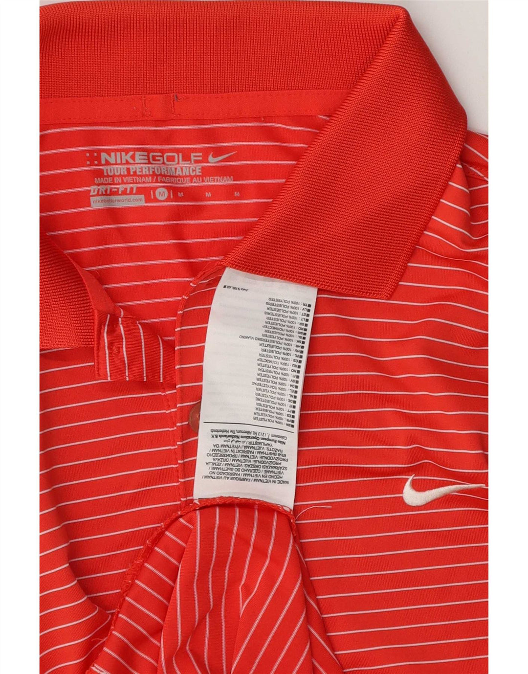 Camisa polo masculina Nike Dri Fit média listrada vermelha de poliéster