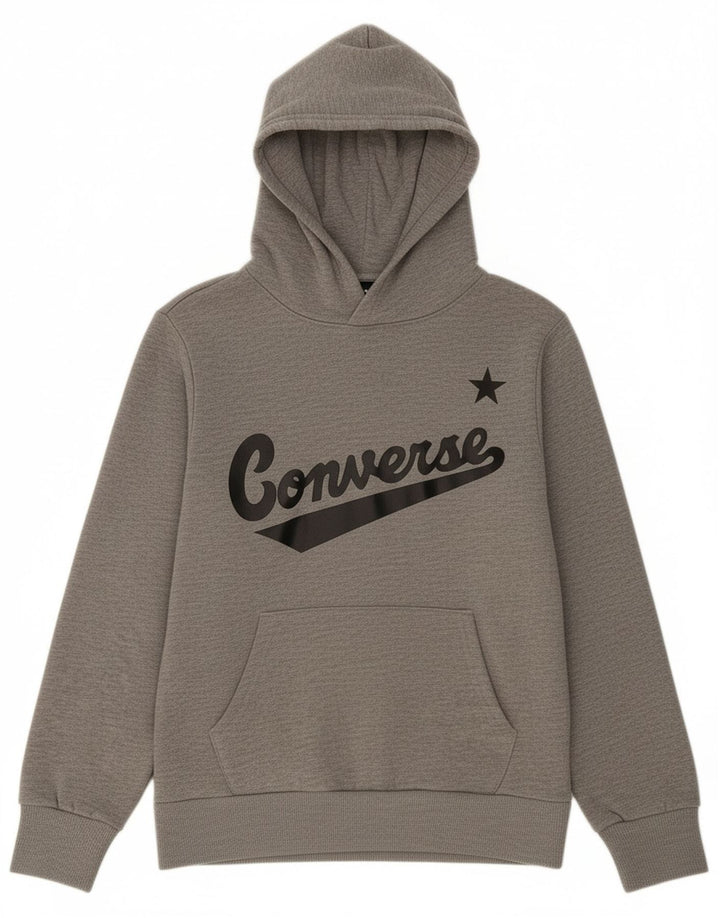 Suéter com capuz gráfico CONVERSE Boys 10-11 anos algodão cinza médio