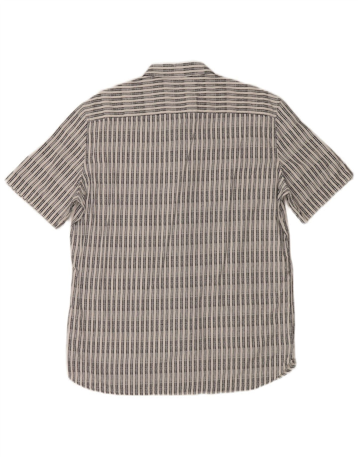 Camisa masculina de manga curta French Connection grande viscose listrada branca