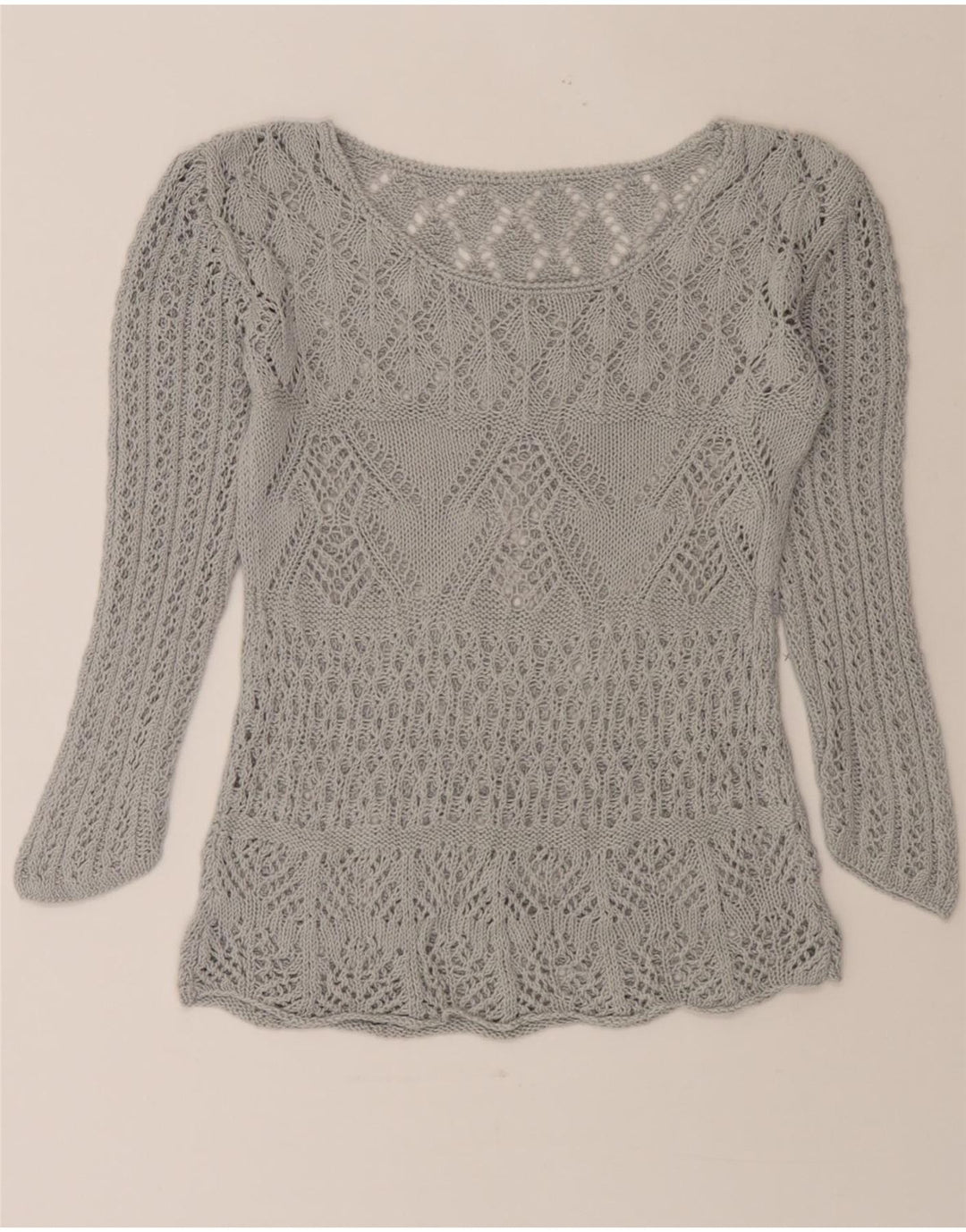 VINTAGE Womens Boat Neck Jumper Sweater UK 12 Medium Grey Vintage Vintage and Second-Hand Vintage from Messina Hembry 
