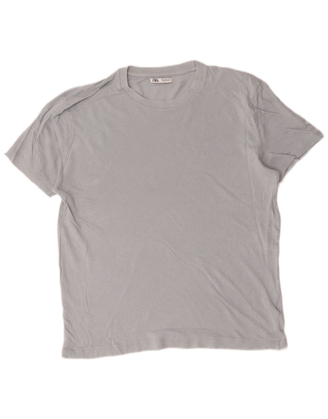 Camiseta masculina Zara Top cinza médio algodão