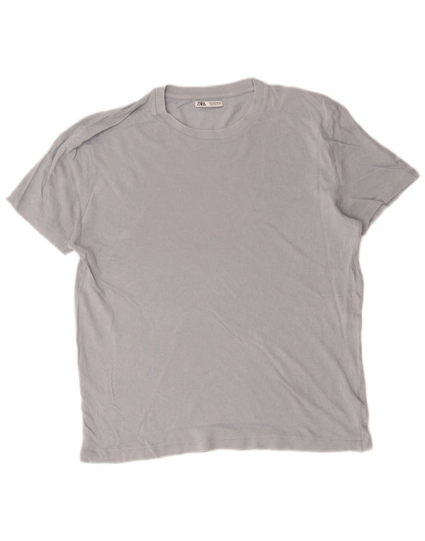 Camiseta masculina Zara Top cinza médio algodão