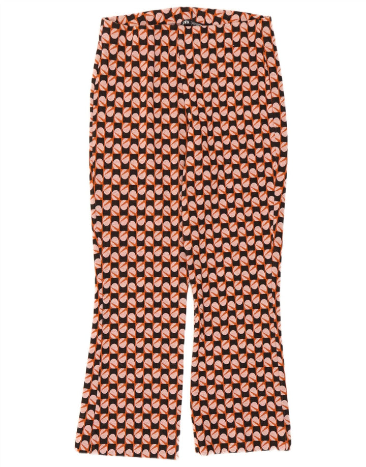 Zara Calça feminina casual bootcut grande W30 L26 multicolorida geométrica