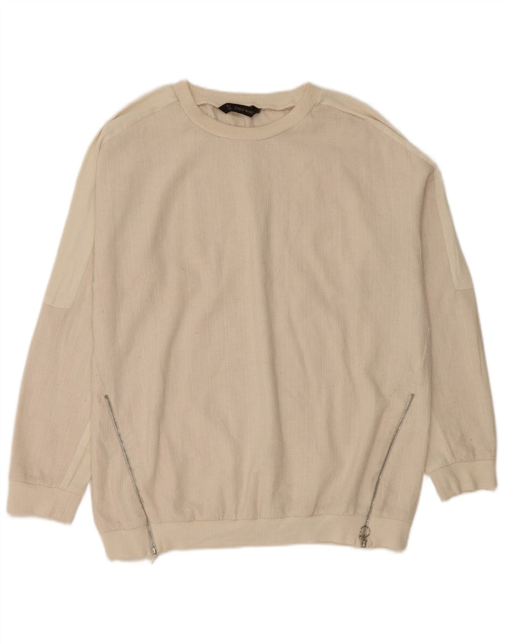 Zara moletom feminino jumper UK 16 grande algodão branco