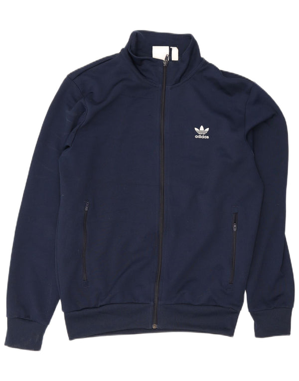 Adidas Mens Tracksuit Top Jacket Médio Azul Marinho Poliéster