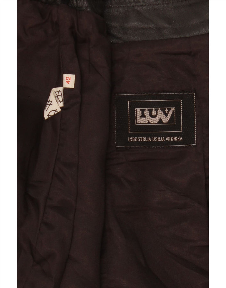 Saia de couro feminina vintage IT 42 médio W27 preta