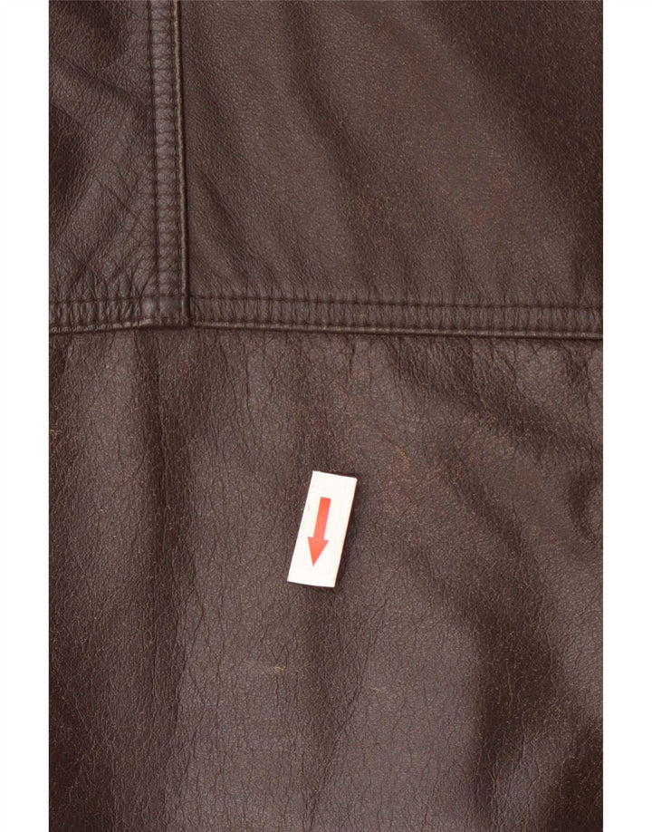 Colete utilitário masculino de couro Itallo IT 60 4XL marrom