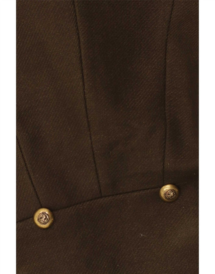 Zara Womens Pea Coat UK 10 Lã Cáqui Pequena
