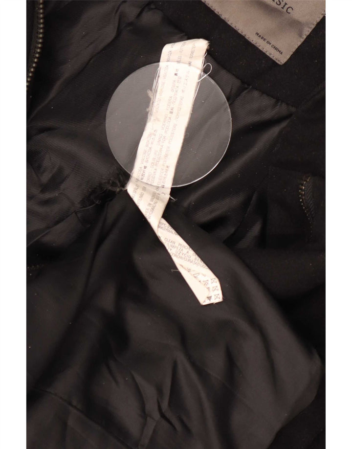 Casaco corta-vento feminino com capuz Zara UK 18 XL preto poliéster