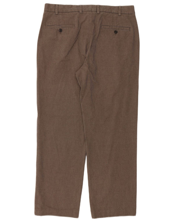 Calça chino masculina Brooks Brothers 346 reta W34 L29 algodão marrom