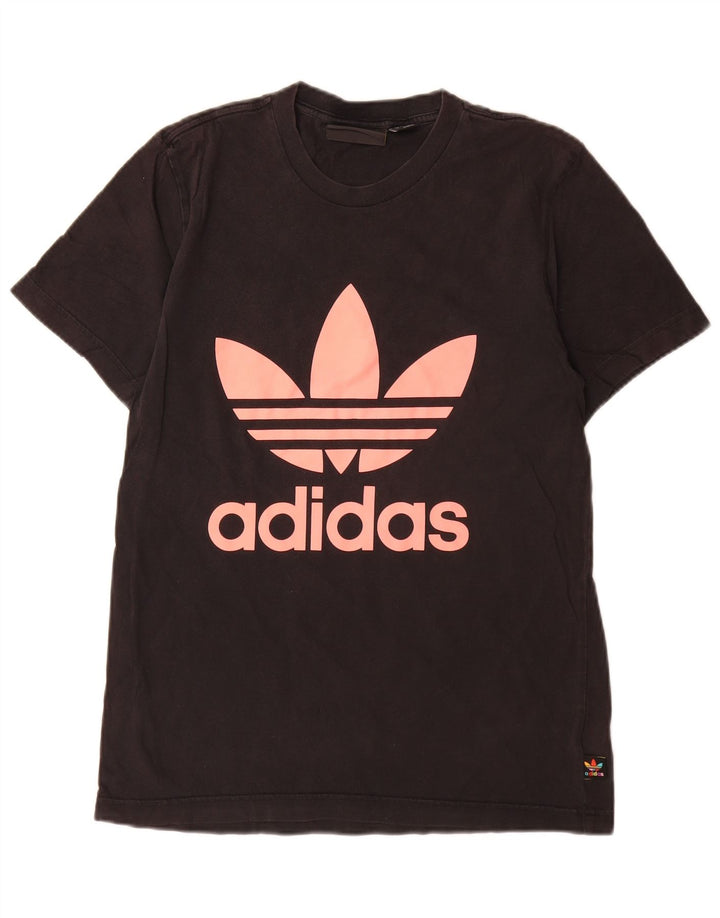 Camiseta feminina Adidas Pharrell Williams com estampa gráfica pequena de algodão preto