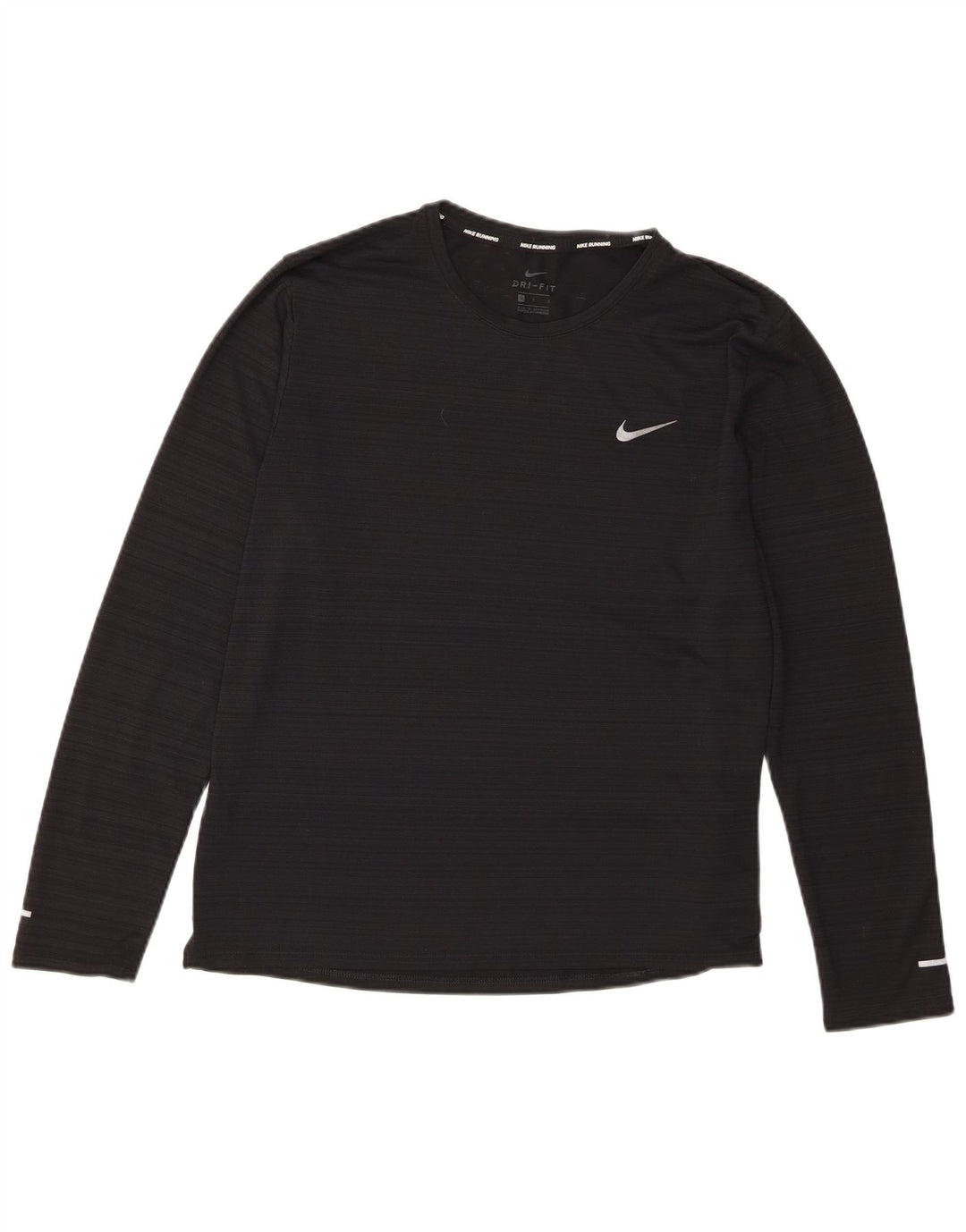 Nike Womens Dri Fit Top Manga Longa Reino Unido 16 Grande Poliéster Listrado Preto