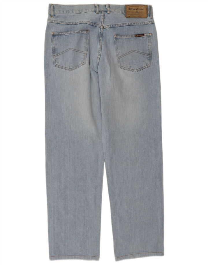 Marlboro Classics Mens Straight Jeans W33 L34 Azul Algodão
