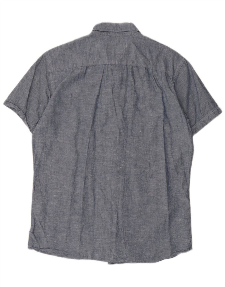 Camisa masculina de manga curta Jack & Jones algodão azul médio