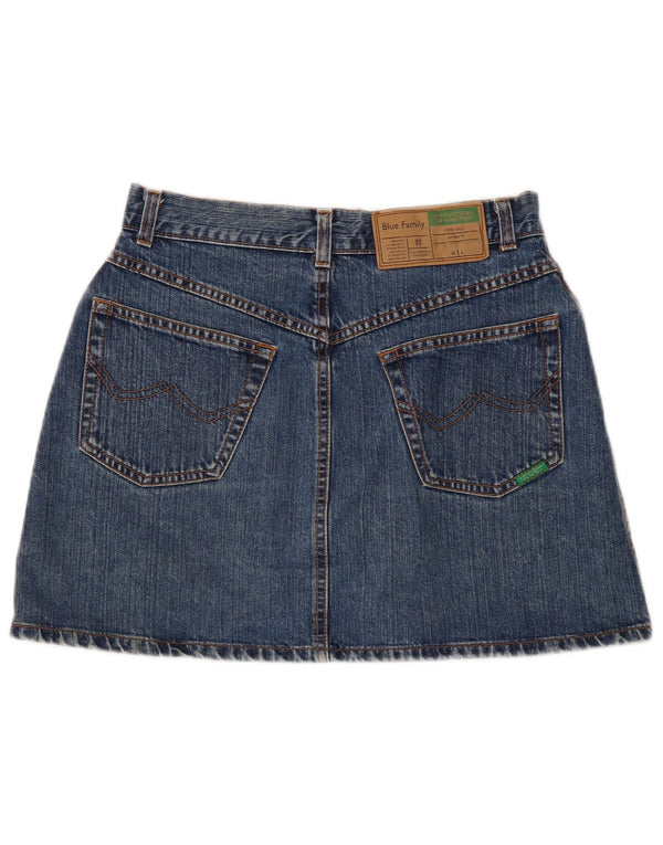 Saia jeans feminina Benetton IT 44 médio W28 algodão azul