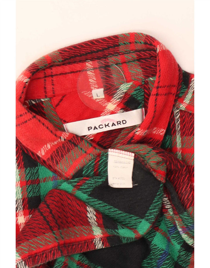 Camisa masculina de flanela Packard grande algodão xadrez vermelho