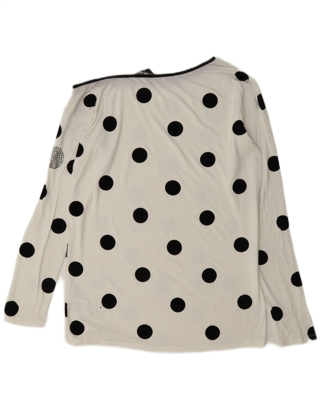 Liu Jo Top feminino manga comprida IT 42 médio branco bolinhas viscose