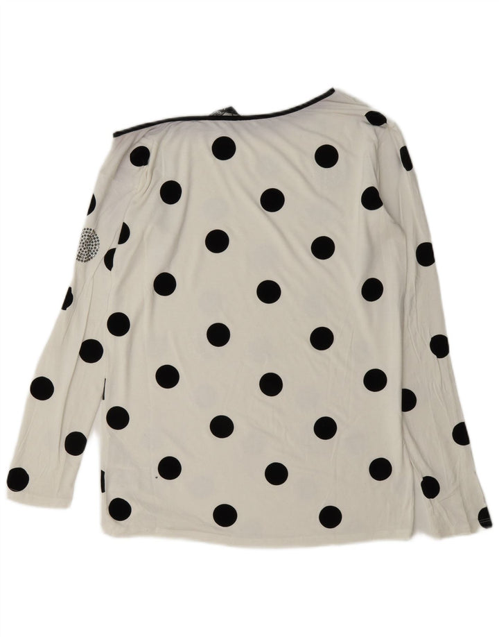 Liu Jo Top feminino manga comprida IT 42 médio branco bolinhas viscose