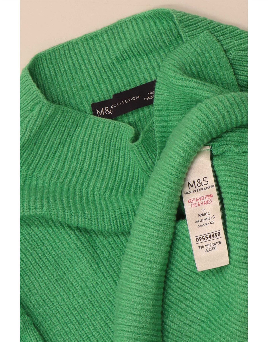Suéter feminino Marks & Spencer com gola tartaruga Reino Unido 10 viscose verde pequena