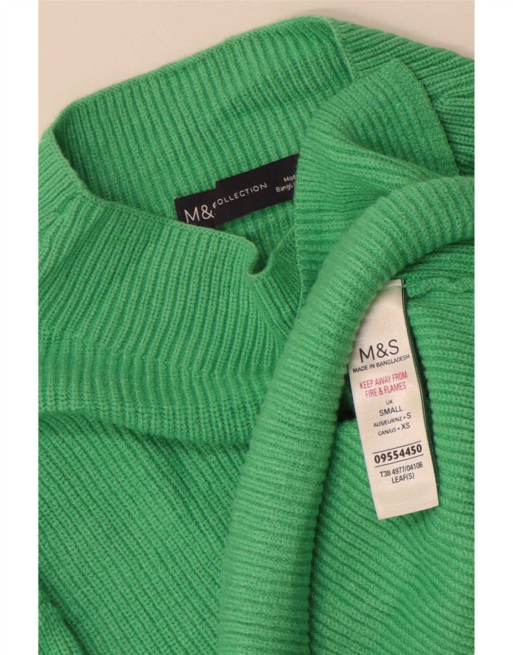 Suéter feminino Marks & Spencer com gola tartaruga Reino Unido 10 viscose verde pequena