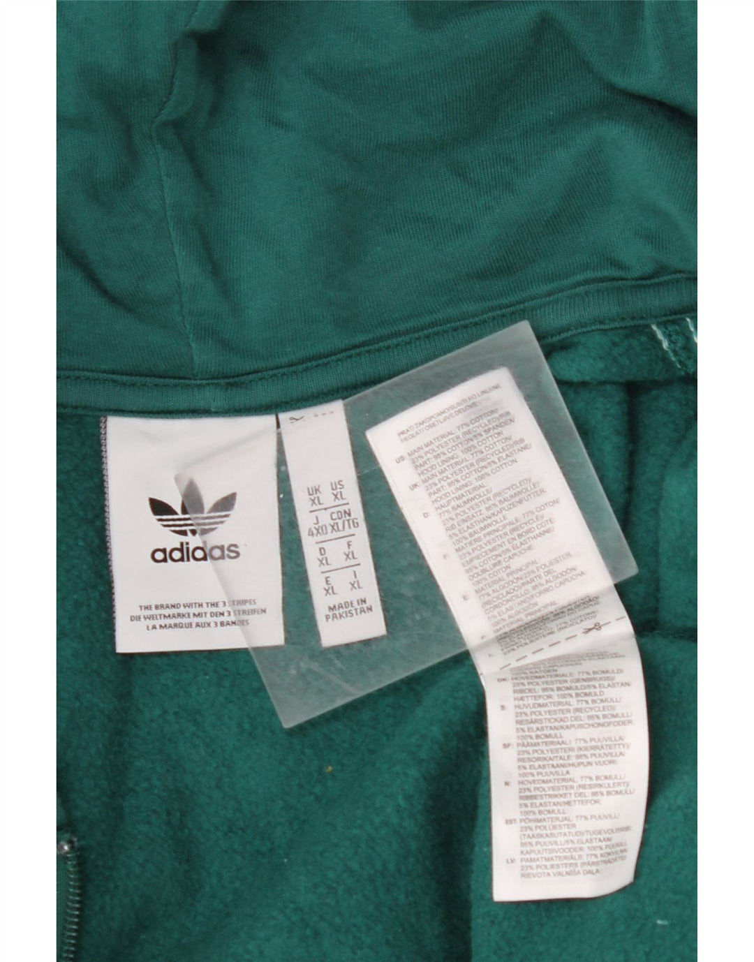 ADIDAS Mens Zip Hoodie Sweater XL Verde Algodão