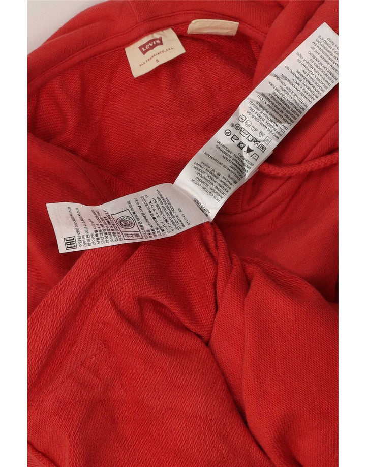 Suéter feminino Levi's com capuz e zíper grande Reino Unido 10 pequeno algodão vermelho
