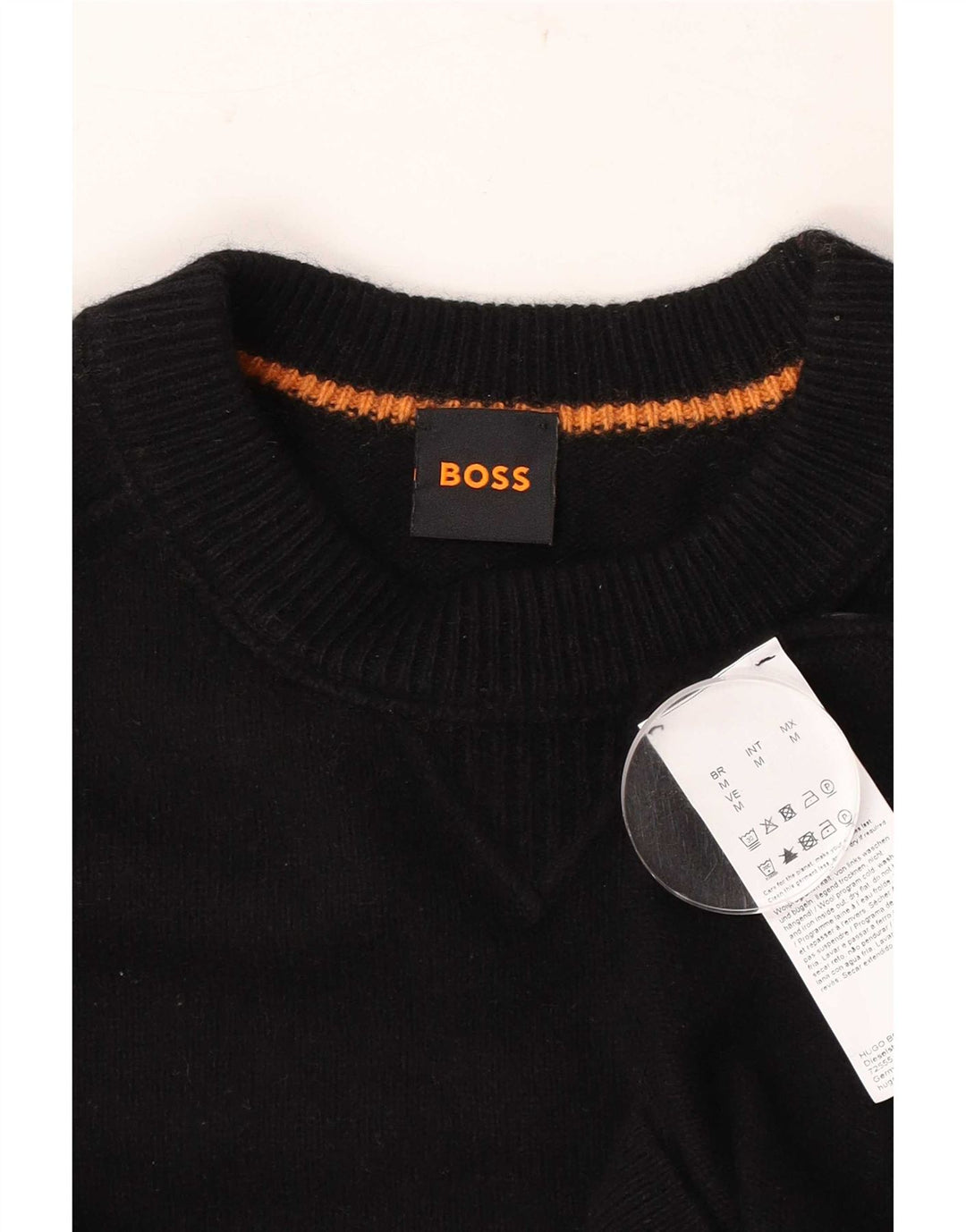 Suéter masculino Hugo Boss com gola redonda e algodão preto médio
