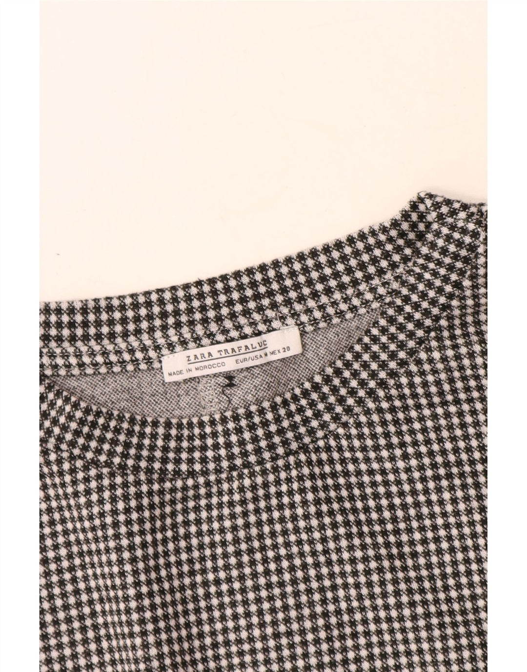 Blusa feminina de manga comprida Zara UK 12 xadrez preto médio