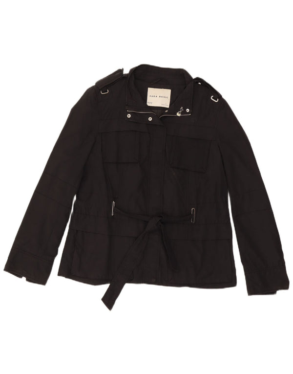 Jaqueta militar feminina Zara UK 18 XL algodão preto