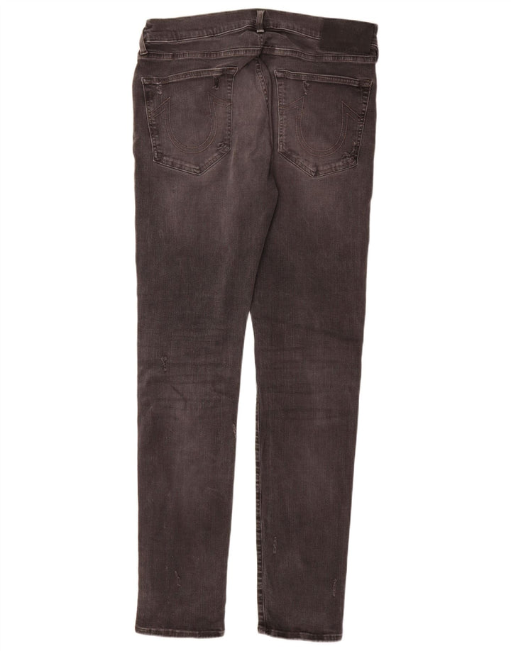 True Religion Jeans masculino desgastado slim W36 L34 algodão cinza