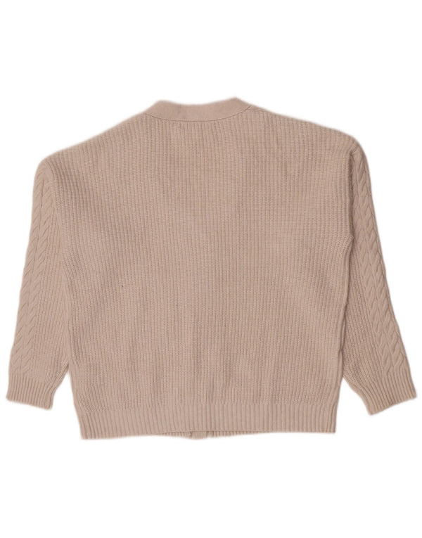 Suéter cardigã feminino Marks & Spencer Reino Unido 14 poliéster bege médio