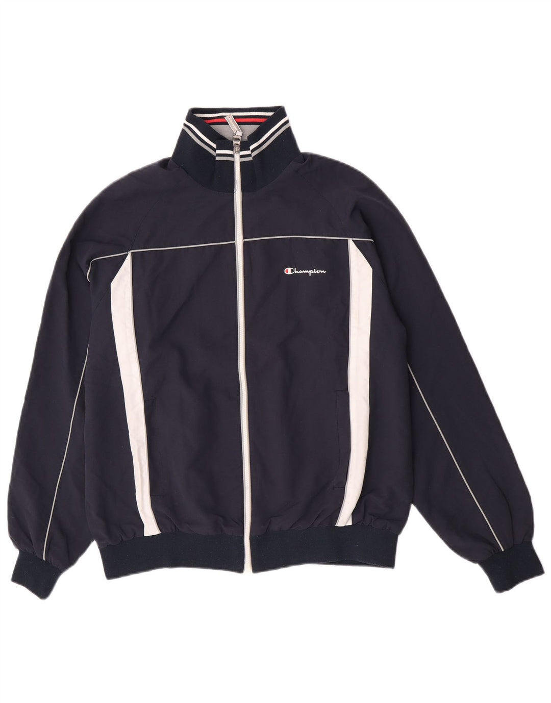 Jaqueta masculina de agasalho Champion grande poliéster colorblock azul marinho