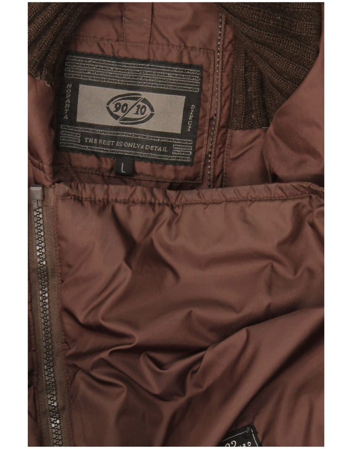 Colete acolchoado masculino vintage UK 40 grande marrom