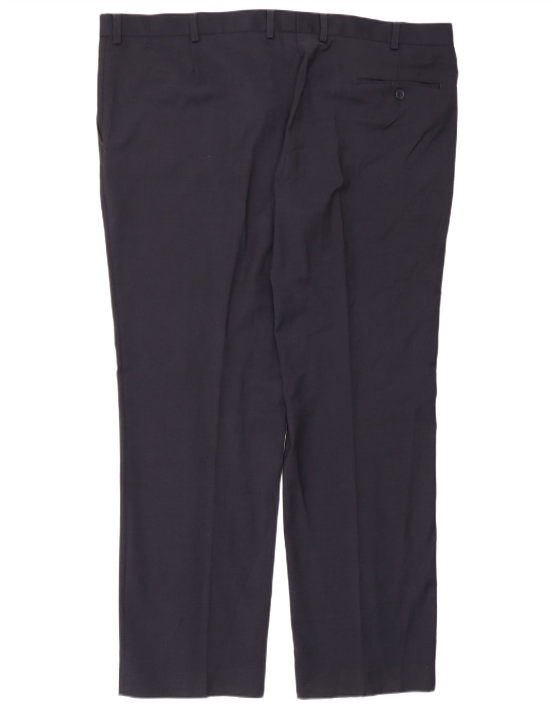 Calça masculina de ajuste regular Marks & Spencer W44 L31 lã azul marinho