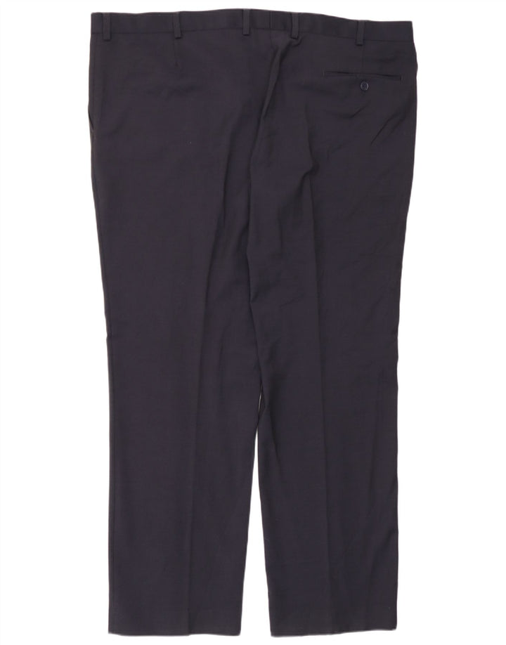 Calça masculina de ajuste regular Marks & Spencer W44 L31 lã azul marinho
