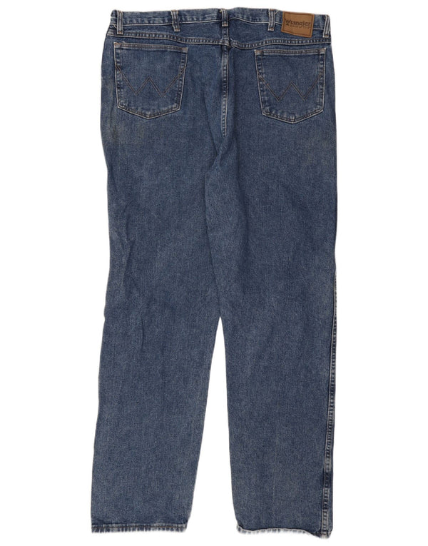 Wrangler Mens Straight Jeans W42 W34 Azul Algodão