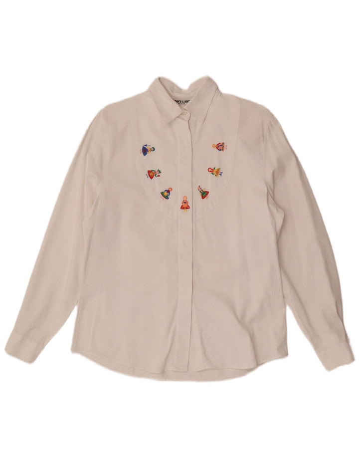 Blusa feminina com estampa gráfica Naracamice Reino Unido 14 médio branco étnico