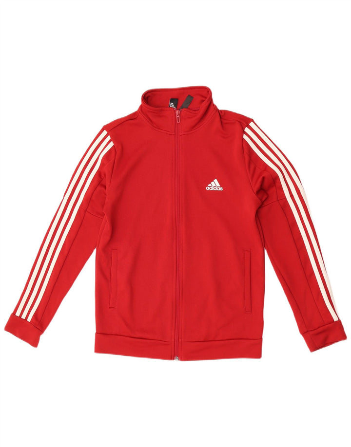 Adidas Womens Tracksuit Top Jacket UK 12/14 Médio Vermelho Poliéster